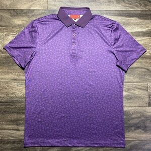 Redvanly Men’s Floral Performance Golf Polo Shirt Stretch Luxury Purple Size M